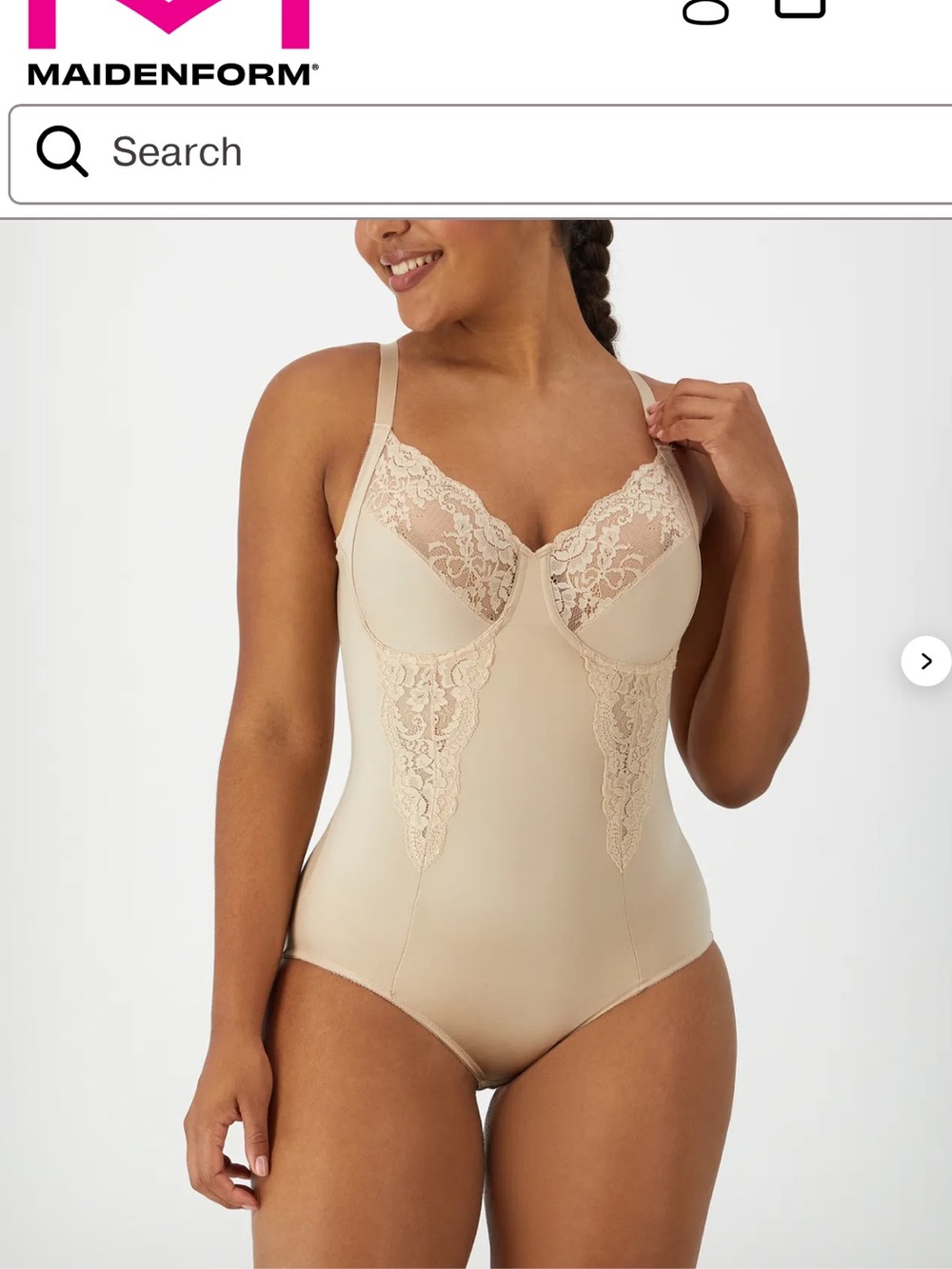 Maidenform Nude Lace-Trim Shaping Bodysuit